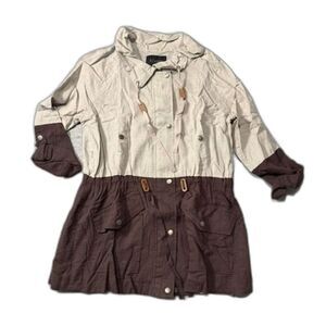 Blu Pepper Linen Blend Utility Jacket Women's Large Beige Anorak Safari Boho